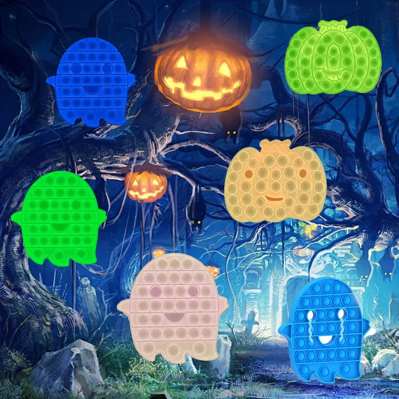 

Новинка светящаяся Хэллоуин пузырьковая Тыква для снятия стресса при аутизме силиконовая игрушка-антистресс для взрослых и детей забавные...