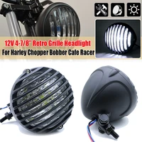 4 78 motorcycle round grille headlight headlamp 12v 35w fog light for harley chopper bobber cafe racer touring custom bikes