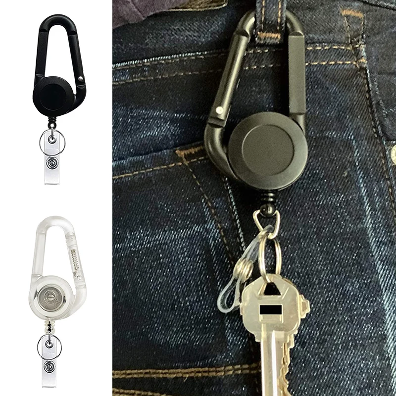 

1PCS ID Card Key Chain Lanyard Clip Key Ring Retractable Pull Name Tag Recoil Badge Belt Rope Holder Heavy Duty Keychain