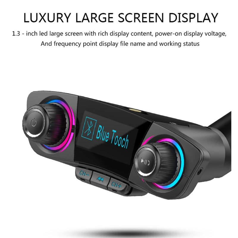 Автомобильный MP3 плеер модулятор Bluetooth FM передатчик светодиодный двойной USB
