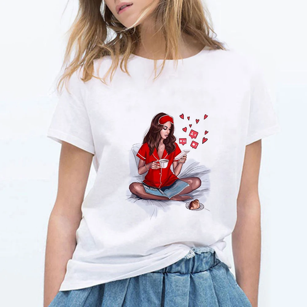 

Fashion Cool Streetwear Vintage Modern Girl Tshirt Funny Harajuku T Shirts Women Camisas Mujer T-shirt