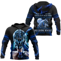 3d printed casual hoodies animal wolf and moon unisex springfall harajuku for menwomen zip hooded pullover sweatshirt 12