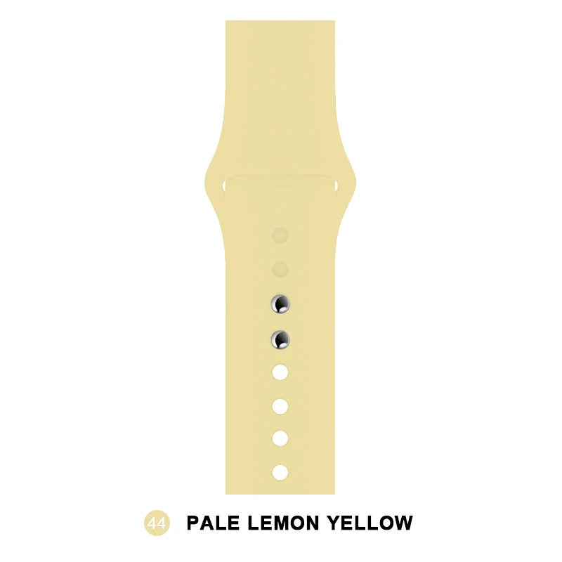 pale lemon yellow Мягкий силиконовый сменный спортивный ремешок для Apple Watch версии 4, 3, 2, 1, 42 мм, 38 мм, браслет на запястье, ремешок для iWatch 4, 40 мм, 44 мм, спортивный - Цвет ремешка: pale lemon yellow