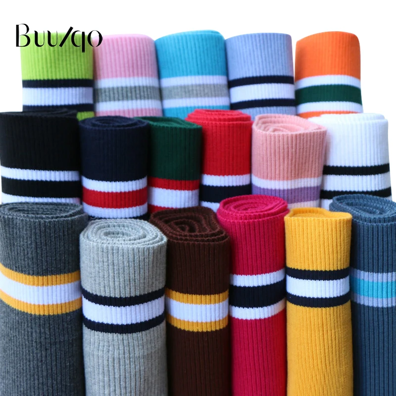 

Buulqo 80cm Yarn Dyed Stripes Stretch Cuff DIY Cotton Knitted Fabric For Neckline Hem, Winter Jacket,Clothing Accessories Collar