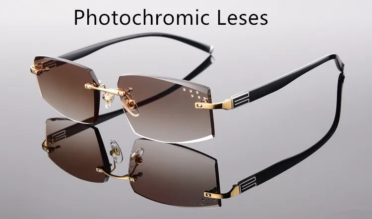 Golden Photochromic EAGWOO, солнцезащитные очки без оправы, MR-8, солнцезащитные очки с линзами, очки по рецепту, цветные линзы, антибликовые, анти-УФ, новинка 258038 - Цвет линз: Golden Photochromic