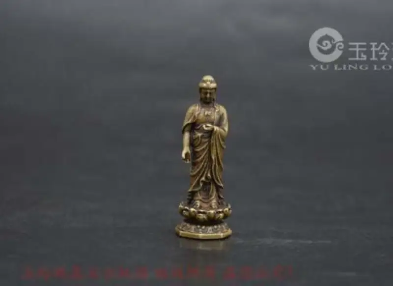 

Коллекция старинная азиатская латунная китайская статуэтка Будды, чистая маленькая Статуэтка-подвеска