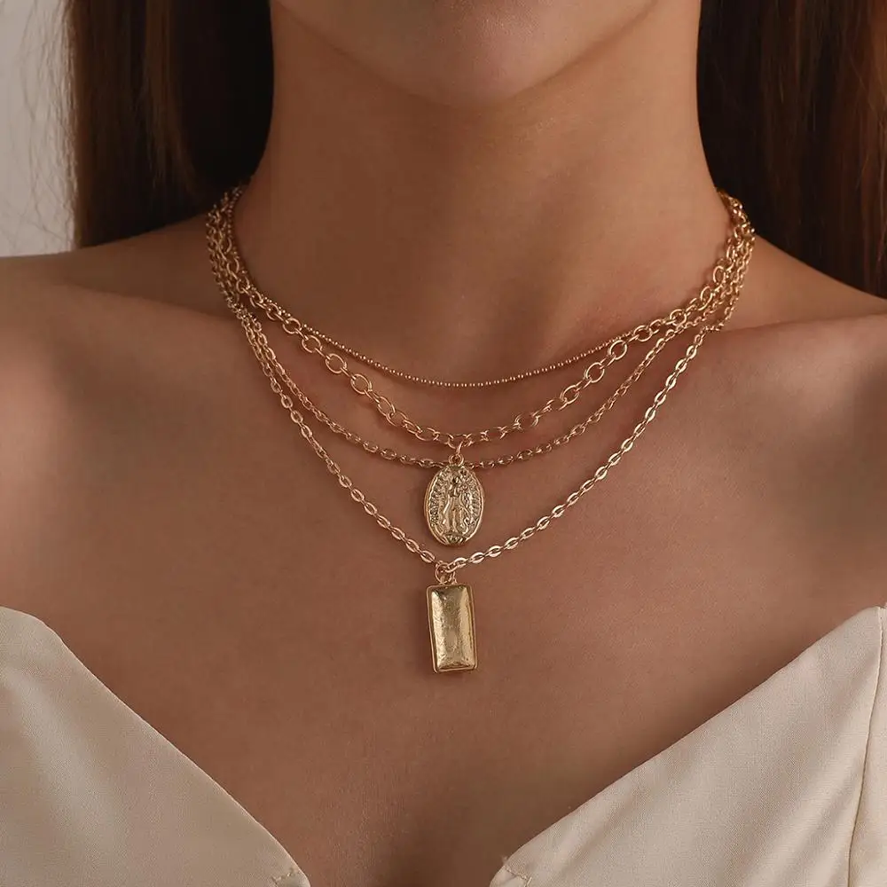 Панк кубинское ожерелье чокер готическое богемное многослойное с кулоном