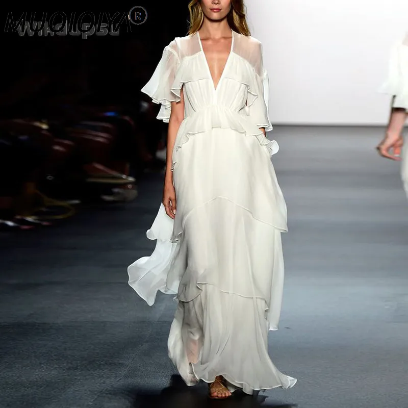 

Женское длинное платье с феями, белое элегантное модное платье макси во французском стиле, подиумное дизайнерское роскошное Брендовое праз...