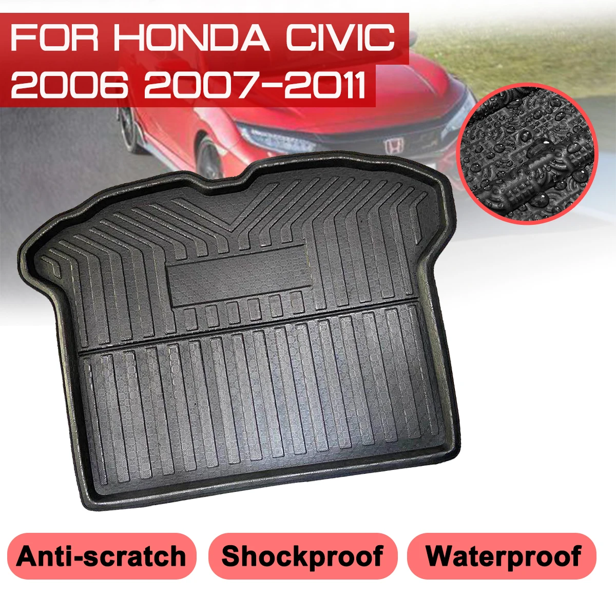 

Car Floor Mat Carpet For Honda Civic 2006 2007 2008 2009 2010 2011 Rear Trunk Anti-mud Cover