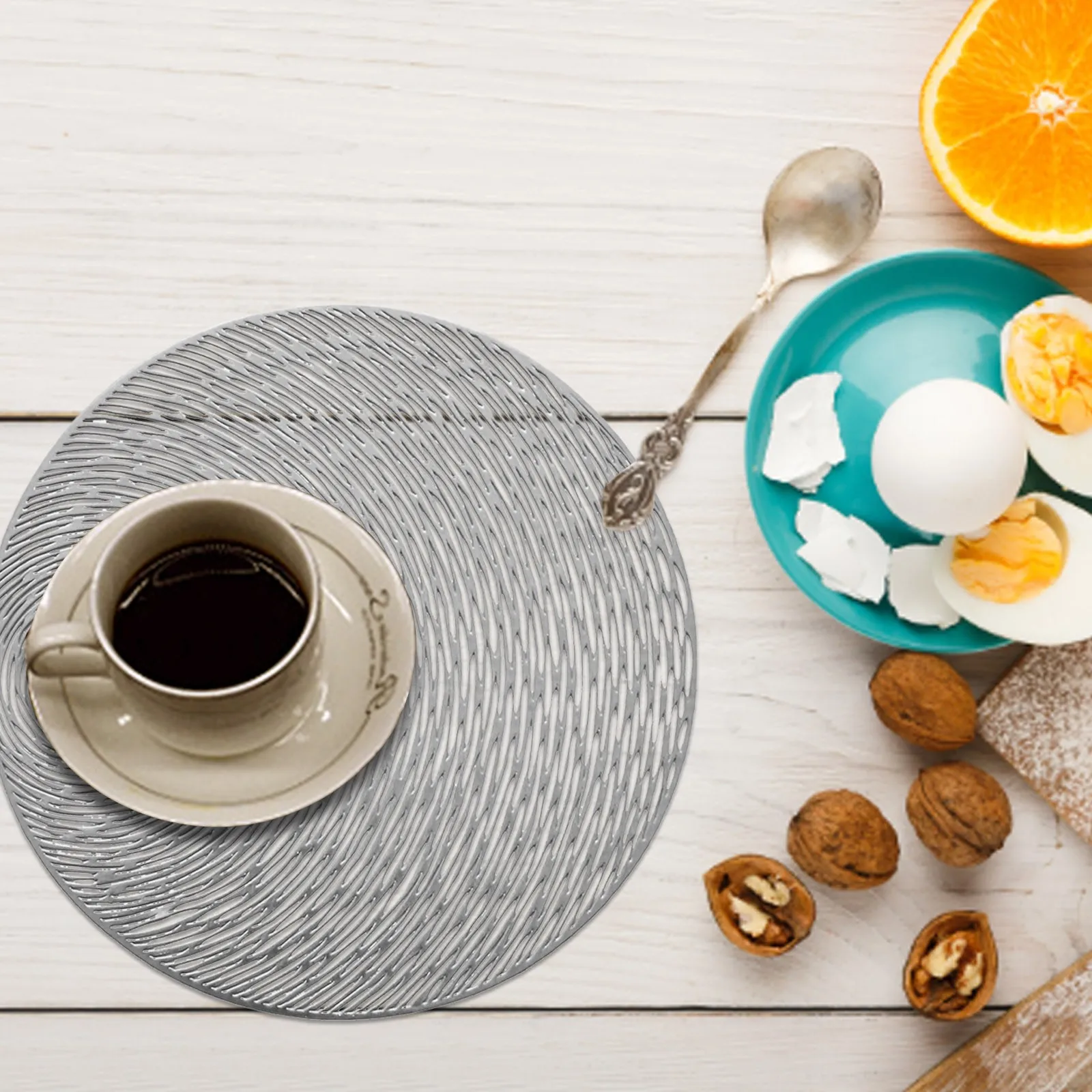 38 см Круглый термостойкий виниловый коврик для посуды и столовых приборов, подставка под напитки, противоскользящая держатель горшка, коврик для стола, кухонные аксессуары Nordic on.