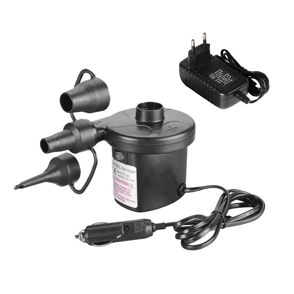 

240 В Автомобильный Электрический воздушный насос, насос + 3 насадки, воздушный матрас, лодка, ЕС