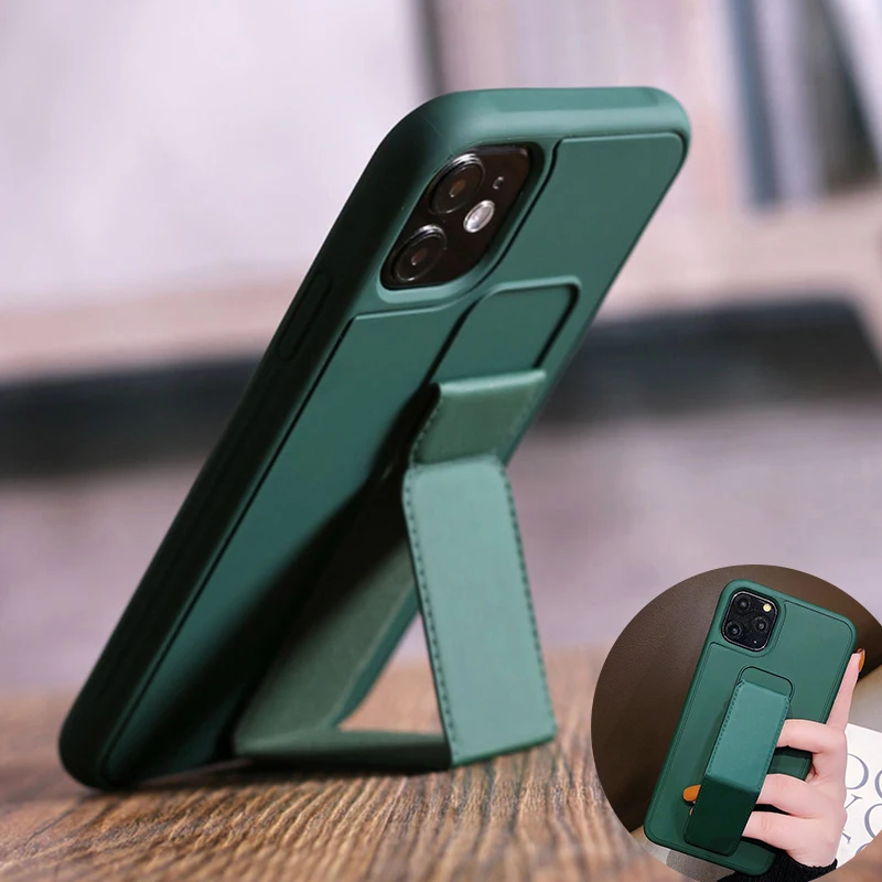 Чехол держатель для телефона iphone 12pro 12 Mini 11 Pro Max SE X XS XR 7 8 plus матовый карамельный