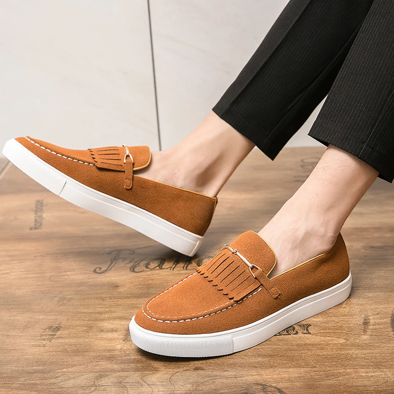 

2021 New Summer Men's Leather Shoes Luxury Brand Original Slip On Boat Shoes Loafers Fashion Casual Board Shoes Big Size 47 Hot