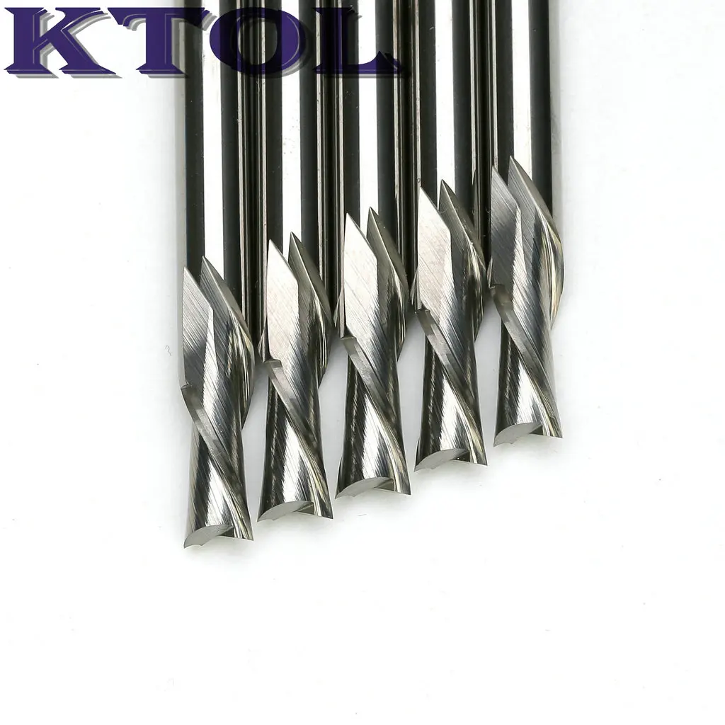 売る 6*12ミリメートル2フルートダウンカット木材エンドミル超硬ソリッドタングステンcncルーターツールスパイラルビット彫刻カッターmdf木工5個