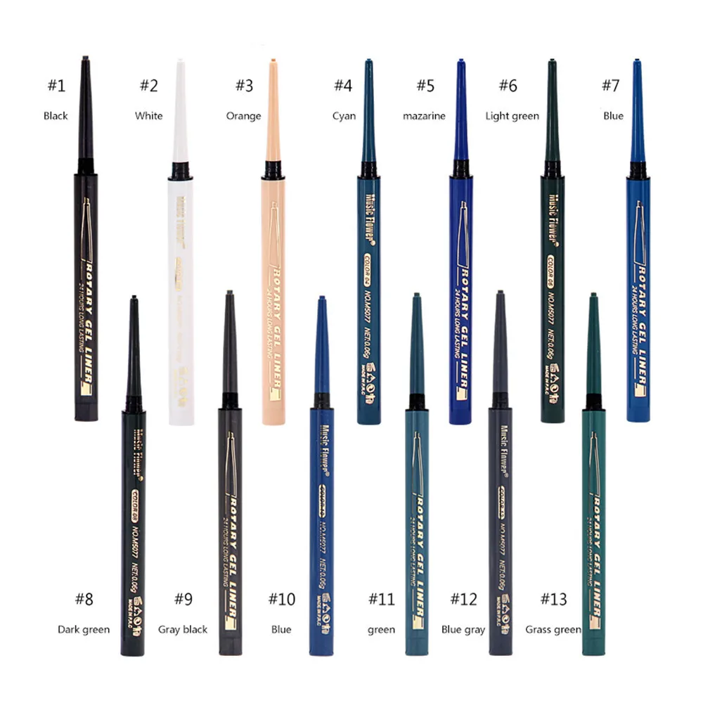 Music Flower Gel Eyeliner Liquid Waterproof Easy To Wear 14 Colors Long Lasting Makeup Matte Eye Liner White Grey Black |