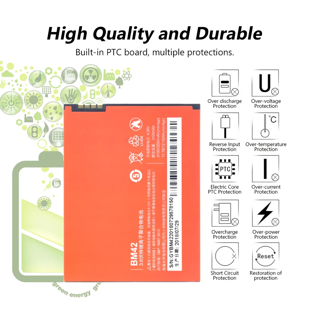 Запасная литиевая батарея BM42 стандартная аккумуляторная BM 42 для телефона Xiaomi Mi