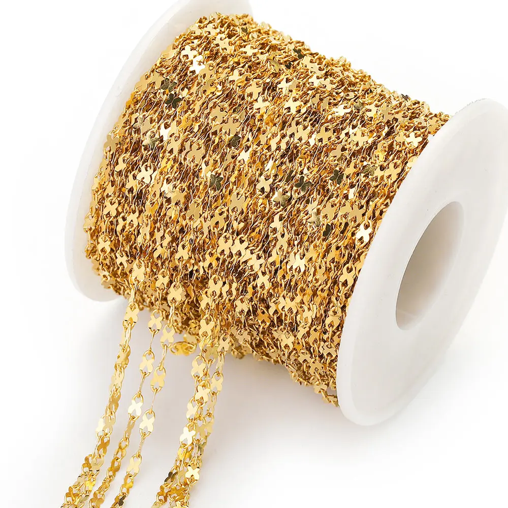 

2M Gold Stainless Steel Flat Oval Lip-shape Water-wave Infinite Symbol Chain for Pendant Necklace DIY Jewelry Making Findings