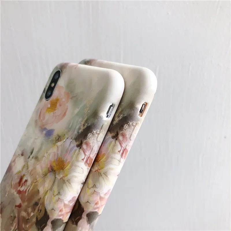 

Art Flowers Phone Case For iPhone X XR XS Max 7 8 Plus 12 11 Pro Max Shell Soft Silicone TPU Floral Protective Back Cover