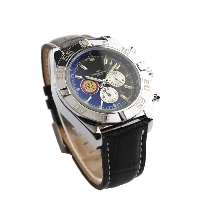 

Men's Mechanical Automatic Watch Breitling-Retro Chronometer Certifie Leather Wristwatch Multifunctional Brand Timepiece