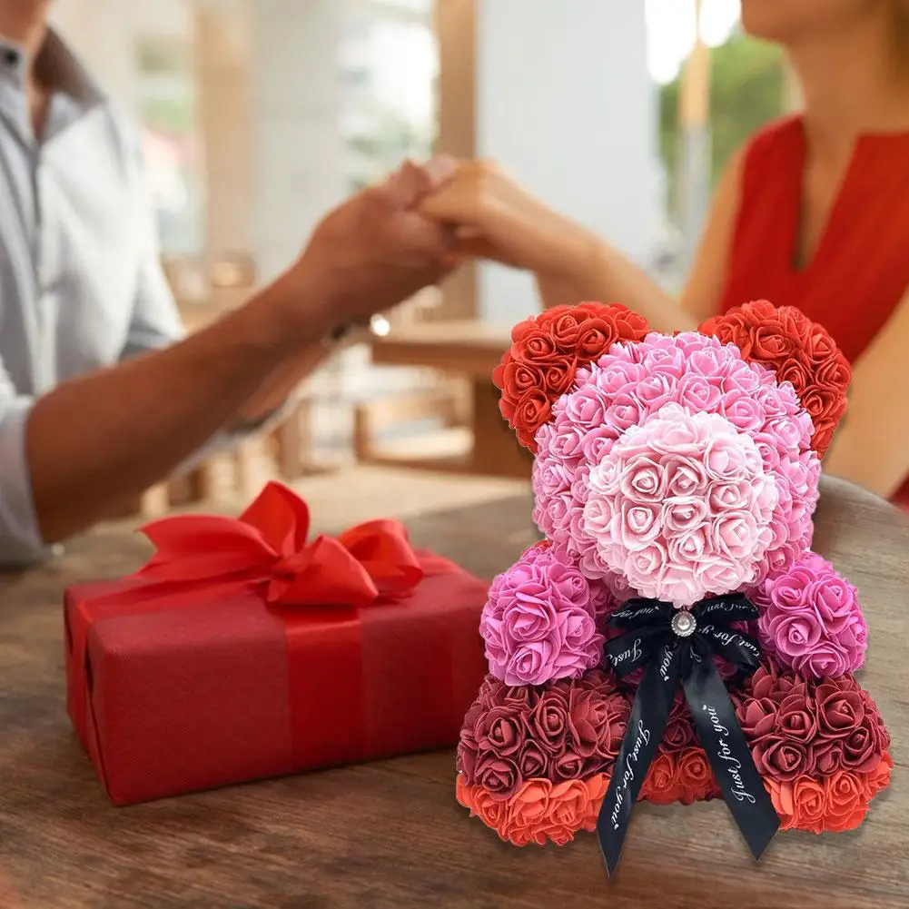 25cm Color Rose Bear New Soap Flower Simulation Creative Eternal Rainbow Valentine's Day Gift | Игрушки и хобби