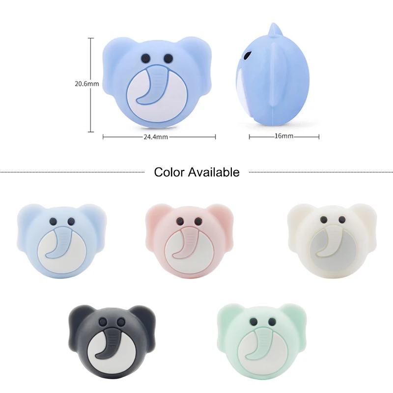 LOFCA 5 шт. силиконовые бусины в виде слона BPA бесплатно Детские для прорезывания