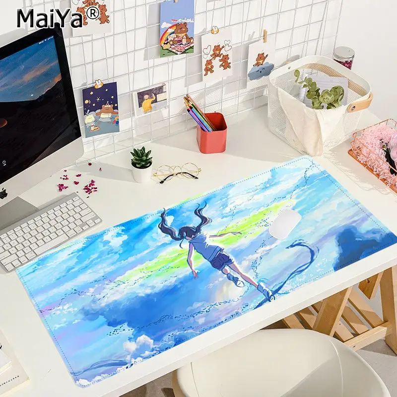 

ANIME Weathering With You Vintage Cool Gamer Speed Mice Retail Small Rubber Mousepad Size for large Edge Locking Speed Version