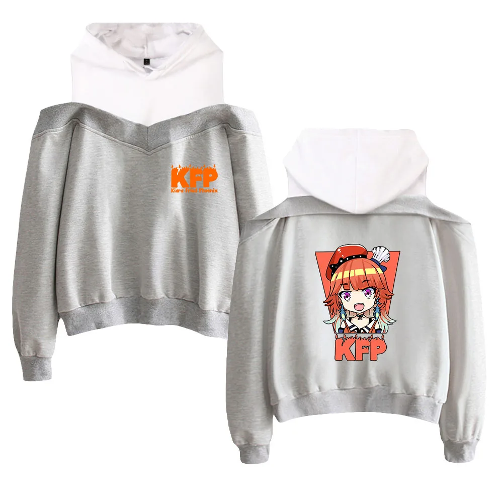 

Hololive English Vtuber Takanashi Kiara Casual Harajuku Women Strapless hoodie Pullovers Streetwear Sweatshirt Hoody Oversized