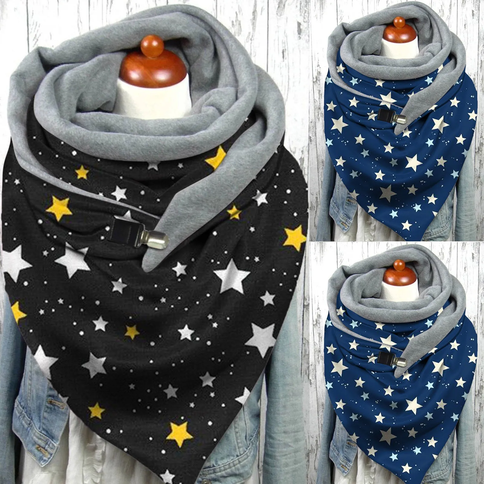 

Winter Women Christmas Print Scarves Button Soft Wrap Casual Warm Scarf Shawls Winter Windproof Warm Lady Scarf Foulard Femme