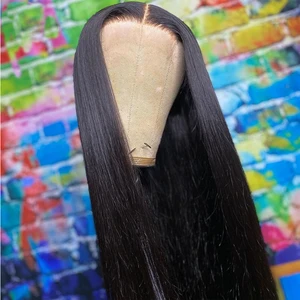 Glueless Natural Hairline Natural Black Colored Synthetic Hair Wig Lace Front Wigs Long Silky Straight Cosplay Wig For Women