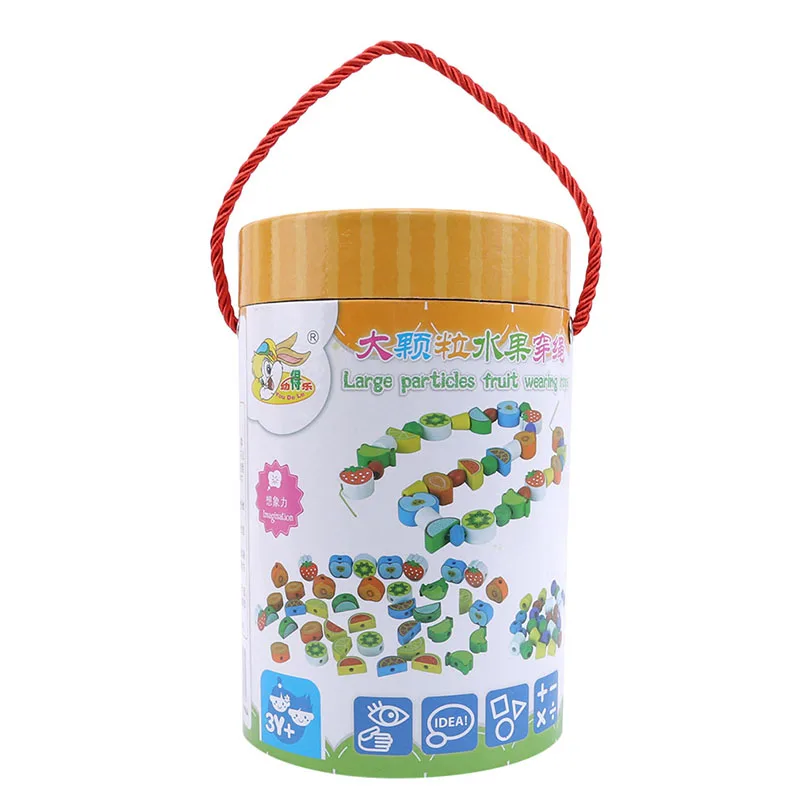 

Fruit Cake Rope Beaded DIY Baby Handmade Enlightenment Educational Wooden Toys To Give Children The Best Enlightenment Toys