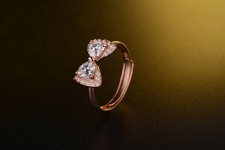 

HT-8 Korean fashion bow ring female wild temperament diamond open ring romantic light luxury girlfriend gift