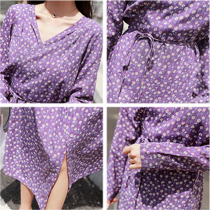 BGTEEVER элегантное женское платье с v-образным вырезом и цветочным принтом длинный