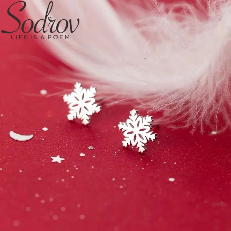 Серьги гвоздики женские из серебра 925 пробы в виде снежинки|Серьги-гвоздики| |