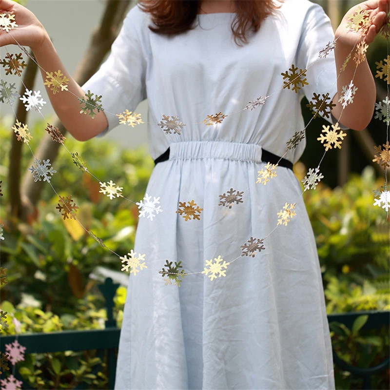 Рождественское украшение 4 м золотистые серебристые снегоступы бумажные