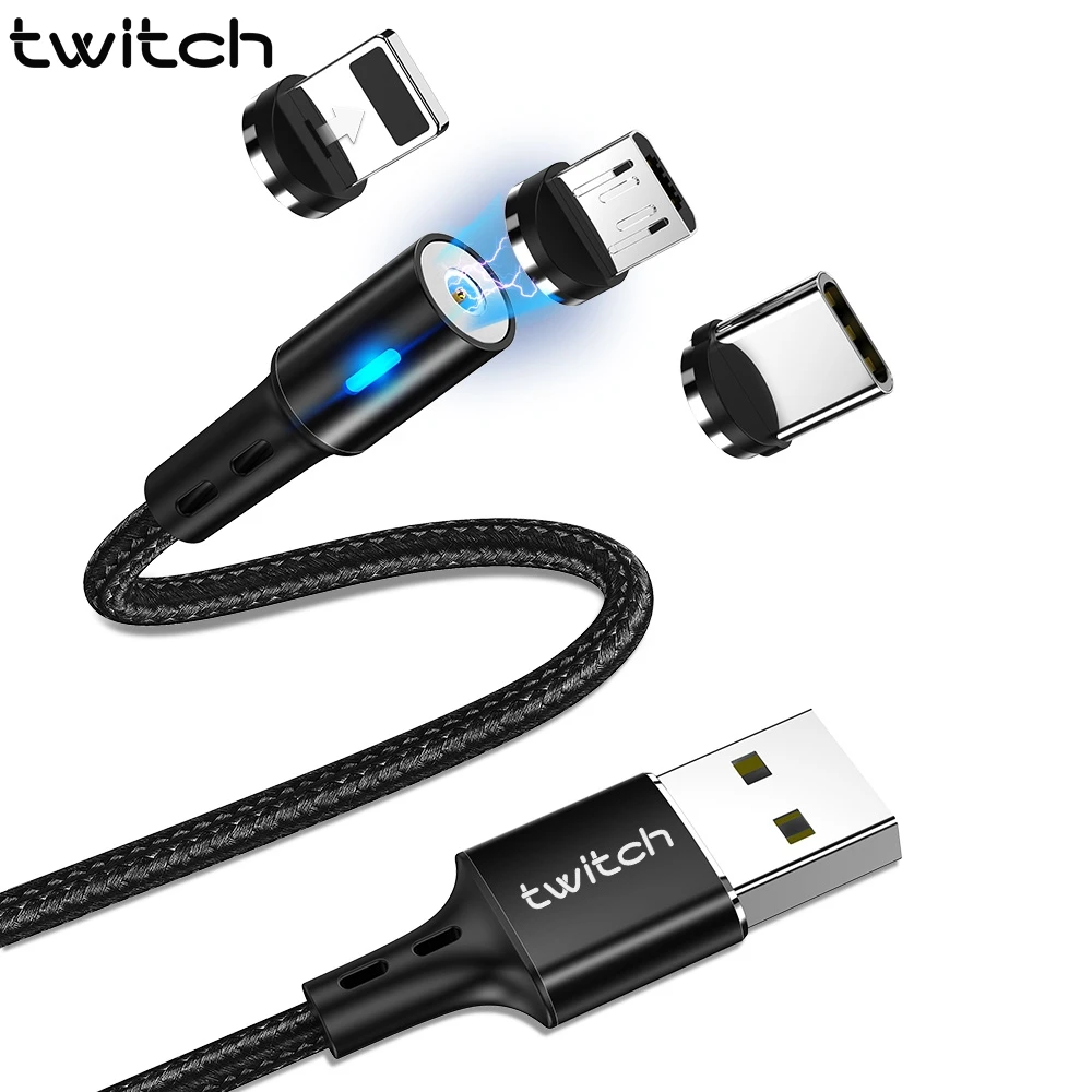 Магнитный кабель Twitch T01 Micro USB Type C для iPhone Xiaomi Samsung мобильный телефон быстрой