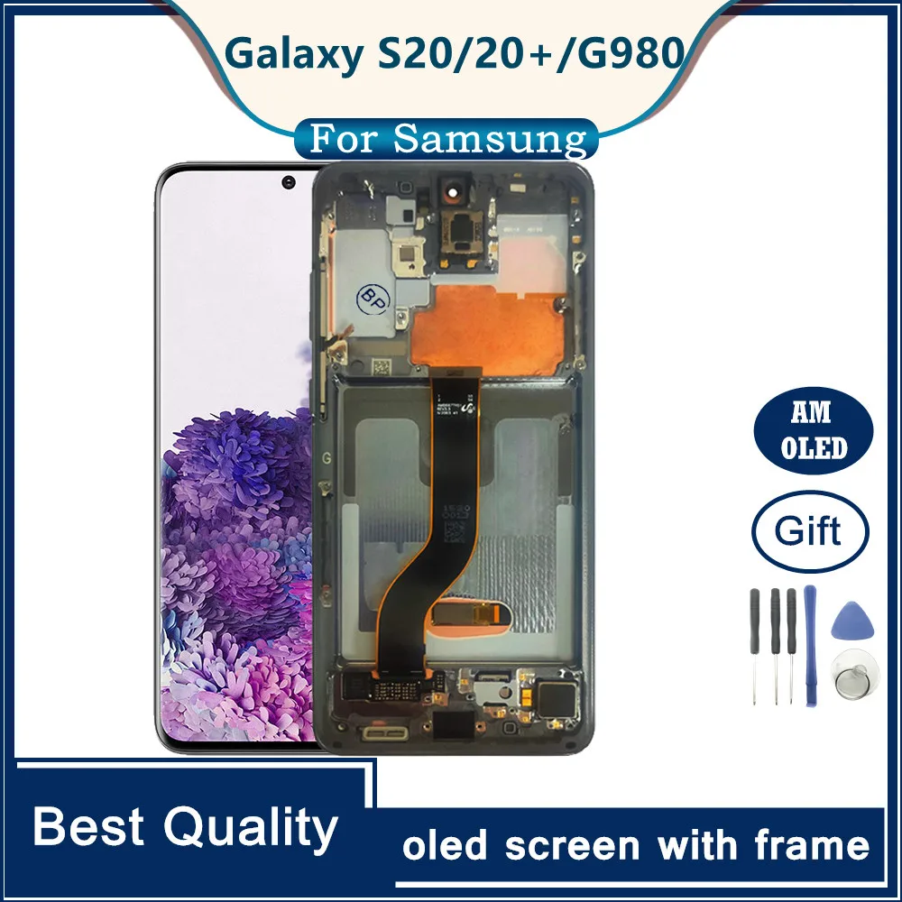 

For SAMSUNG Galaxy S20 plus G985F/DS G985 with Frame Lcd Display Touch Screen Digitizer Assembly For Samsung s20 LCD G980F/DS