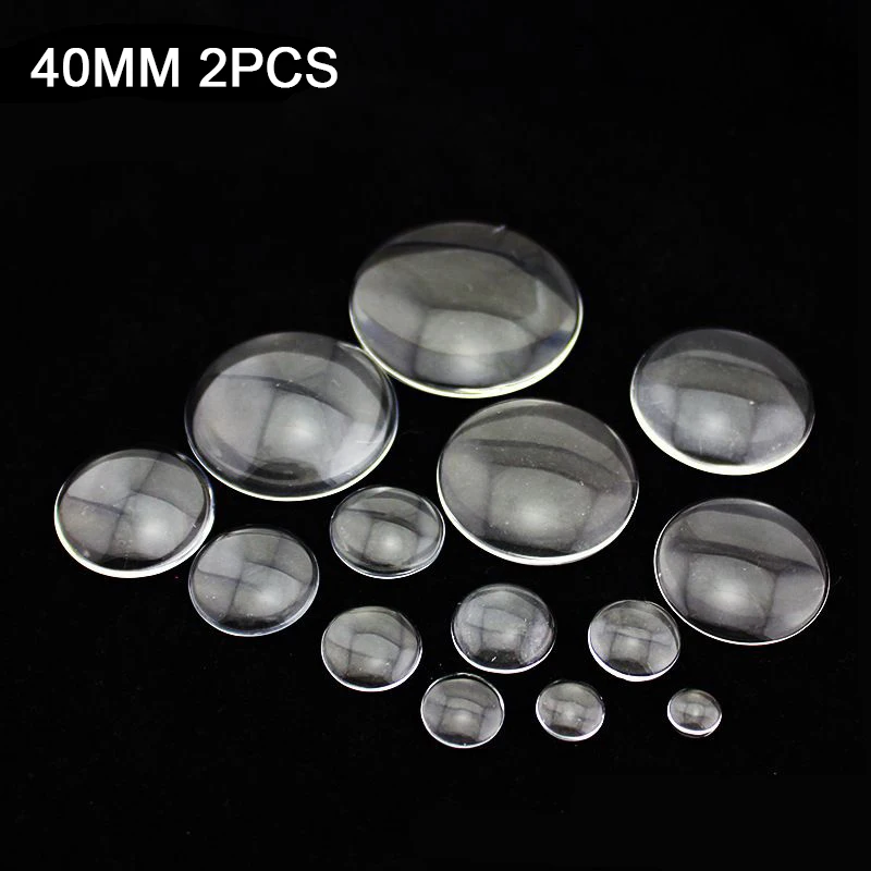 40MM 2PCS 6 мм-50 мм круглый плоский прозрачный стеклянный кабошон с плоской задней частью для подвесного лотка для самостоятельного изготовления ювелирных фотографий высокого качества, промотирование потери денег - Цвет: 40MM 2PCS