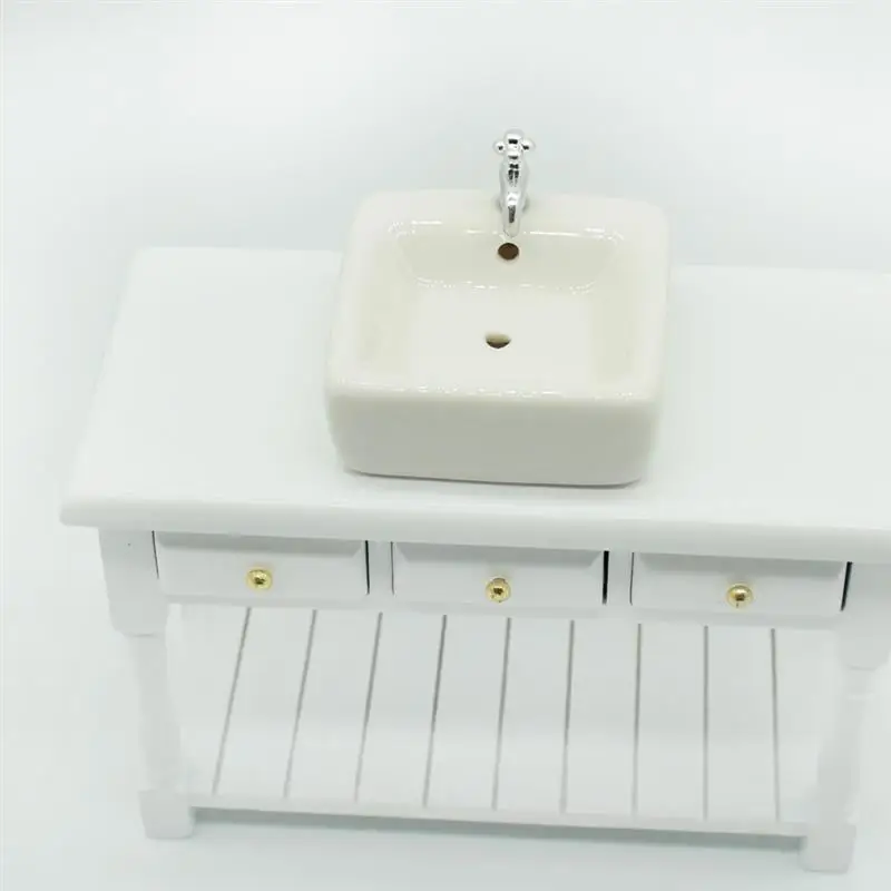 1:12 Кукольный домик раковина для ванной комнаты со стиральным столом миниатюрная