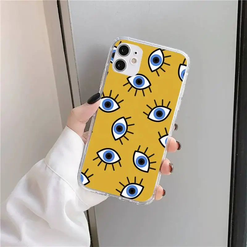 

Blue Evil eye aesthetics pattern Phone Cases Transparent soft For iphone 5 5s 5c se 6 6s 7 8 11 12 plus mini x xs xr pro max