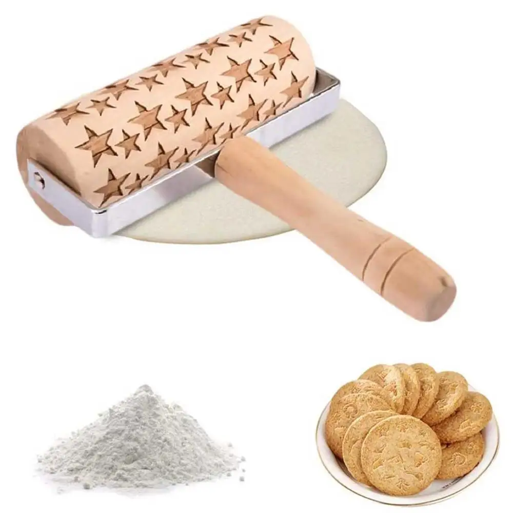 Скалка с тисненым рисунком пентаграммы рождественские деревянные скалки для