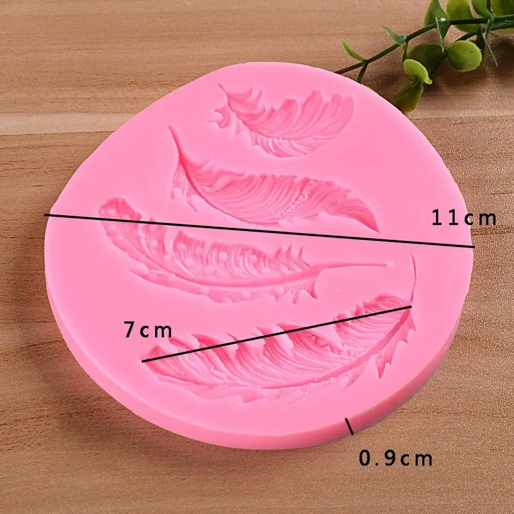 Большие и маленькие пуговицы из силикона с пером форма для мастики инструменты