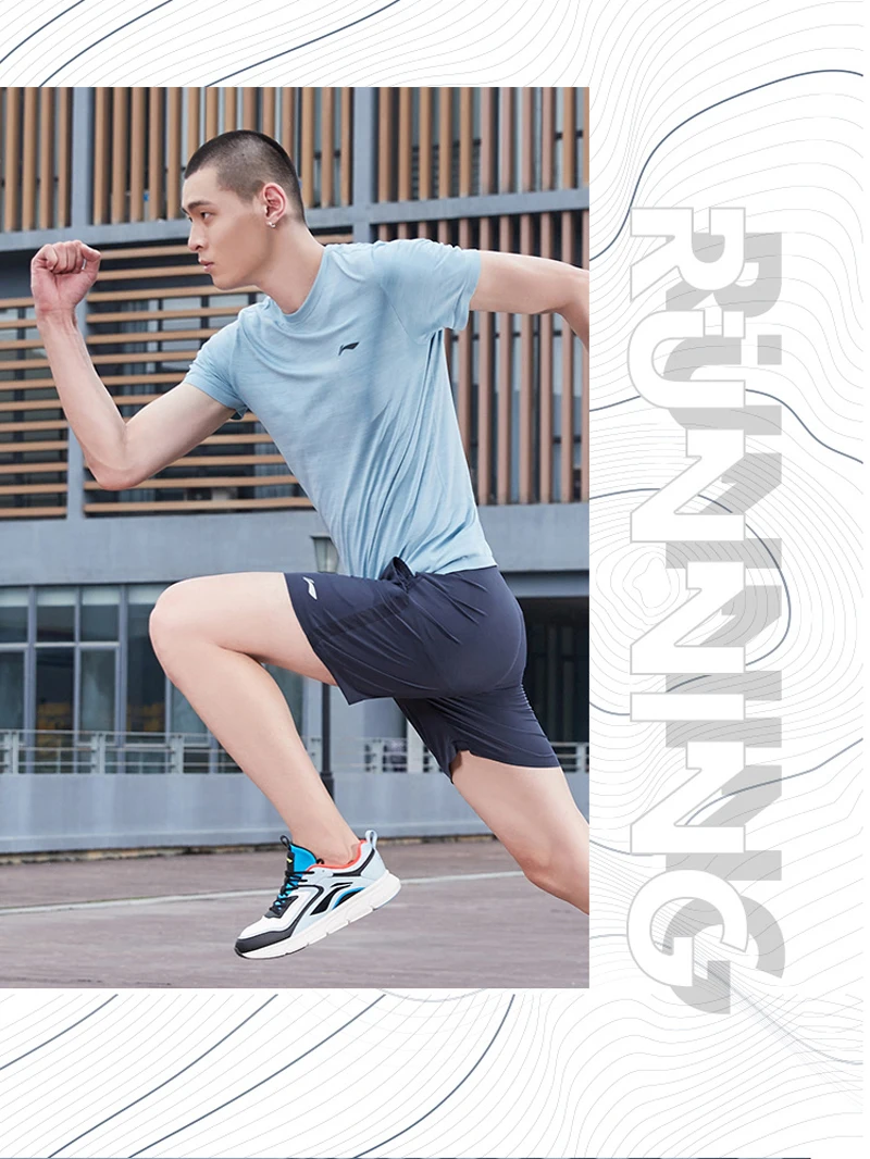 Li-Ning, мужские спортивные футболки для бега, 52.6% нейлон, 47.4% полиэстер, обычная посадка, комфортная подкладка, спортивные футболки ATSP261 MTS3101