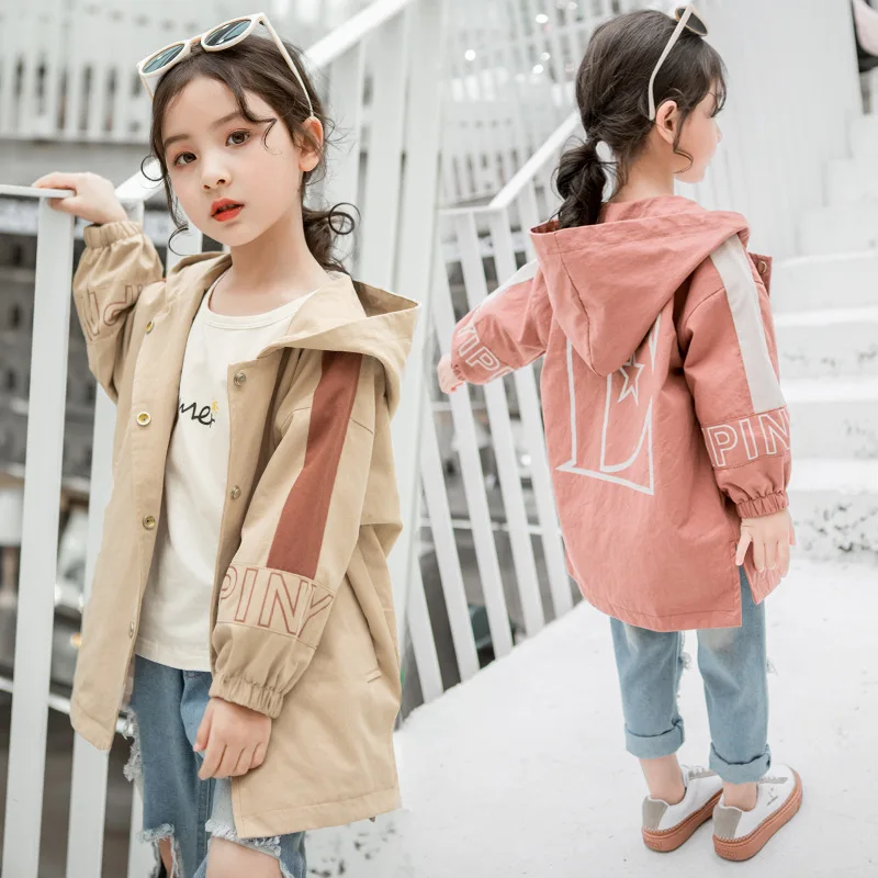Ветровка для девочек-подростков коллекция 2019 года осенняя куртка девочек плащ