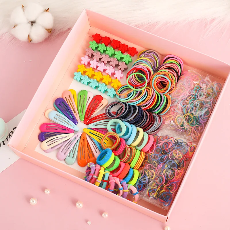

Candy Color Does Not Hurt Hair Elastic Hair Rope for Women Gift Box Set BB Clip Hair Rope Rubber Band Hair Accessories