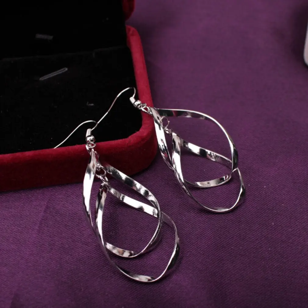 Delicate Ladies Ear Hook Elegant Women Earrings Charming Girls Jewelry Silver Color Trendy Pendants Party Accessories For Gift | Украшения