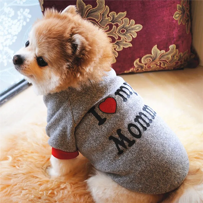 

Pet Dog T-shirt Spring Summer Costume Raglan Short-sleeve Fleece Sweatshirt I love lovely Mom Dad t-shirt