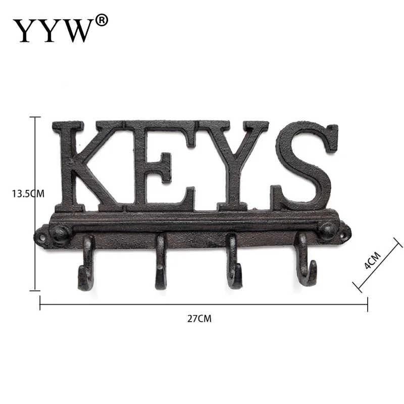 

1pcs Key Hanger Holder Storage Wall Iron Hook Rack DIY Organizer 4 Hooks Storage Shelf Hanging Hooks Mount Creative Home Decor