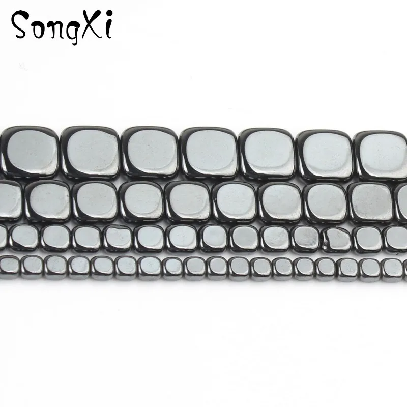 Бусины из натурального камня черного гематита квадратной формы