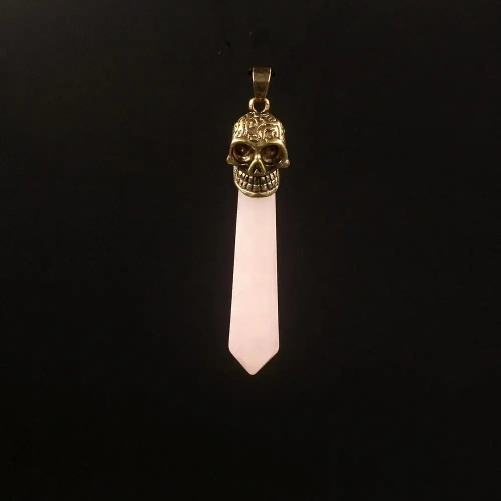 6 шт. позолоченный череп шестиугольная Призма рейки маятник натуральные Агаты