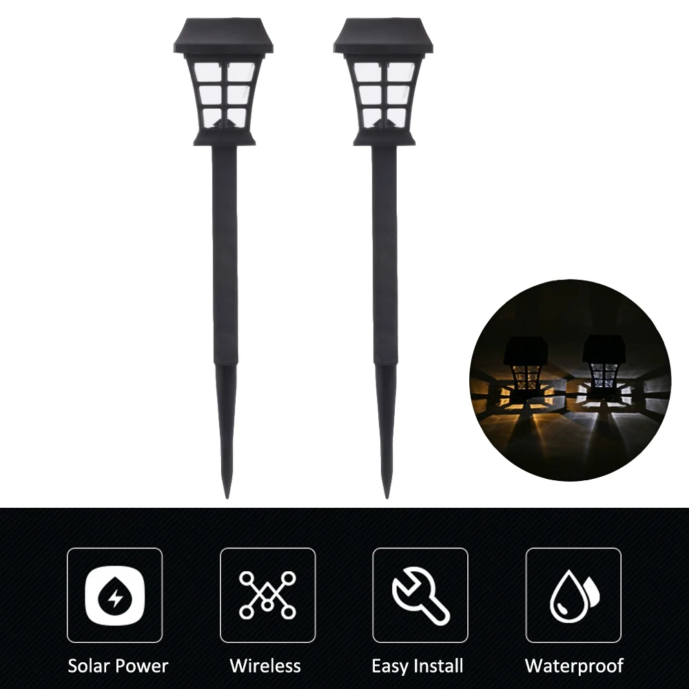 2 шт. напольный светильник на солнечной батарее водонепроницаемый садовый для